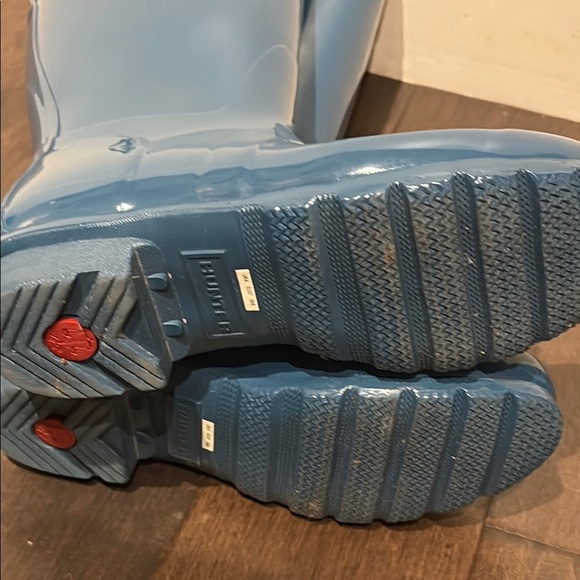 Hunter Women Blue Sparkling Shiny Gloss Rain Boots Size 6 - Picture 9 of 9